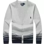 ralph lauren pulls nuovi hommes con scollo v maglione strisce slim promozioni blanc